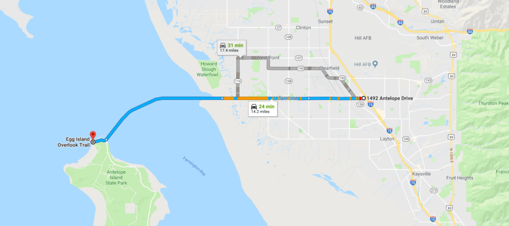 Map to Antelope Island Lakeside Trail